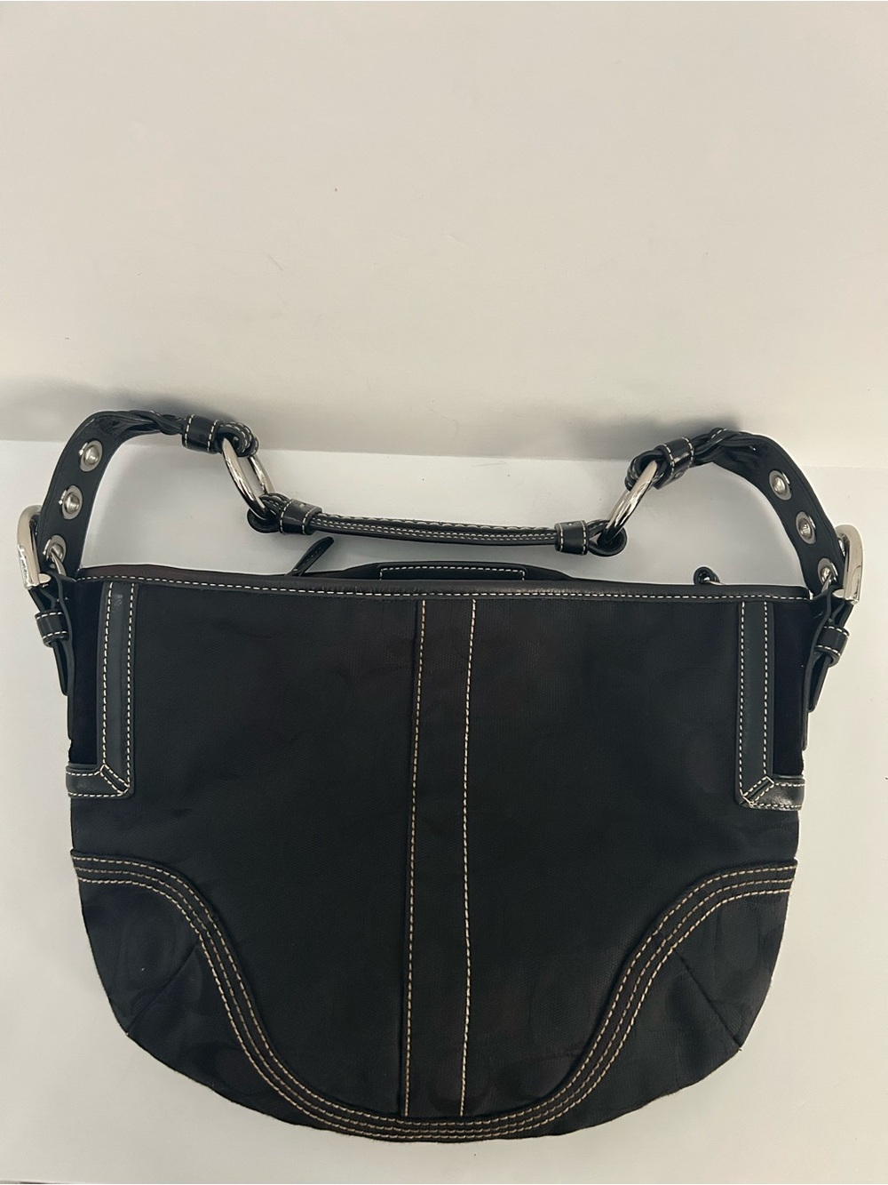 Coach Black Soho/Hampton Signature C Hobo Half Moon Bag Y2K - Picture 9 of 11